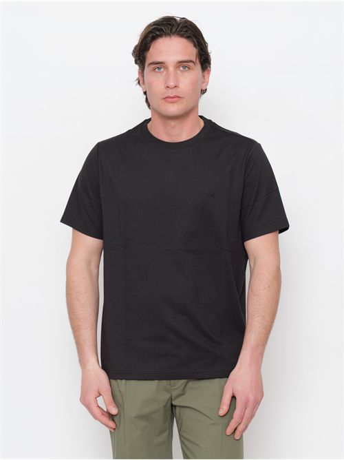 T-shirt black in piqué di misto cotone